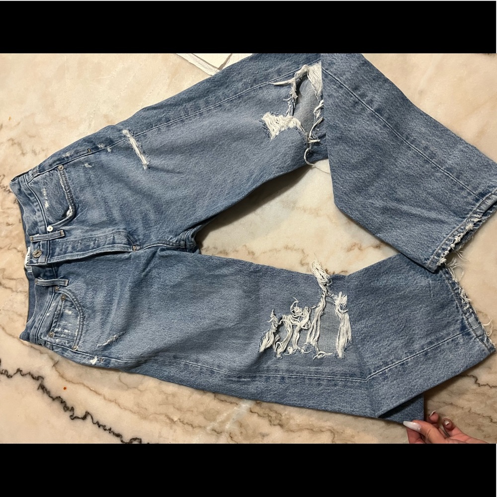 Agolde straight leg distressed jeans